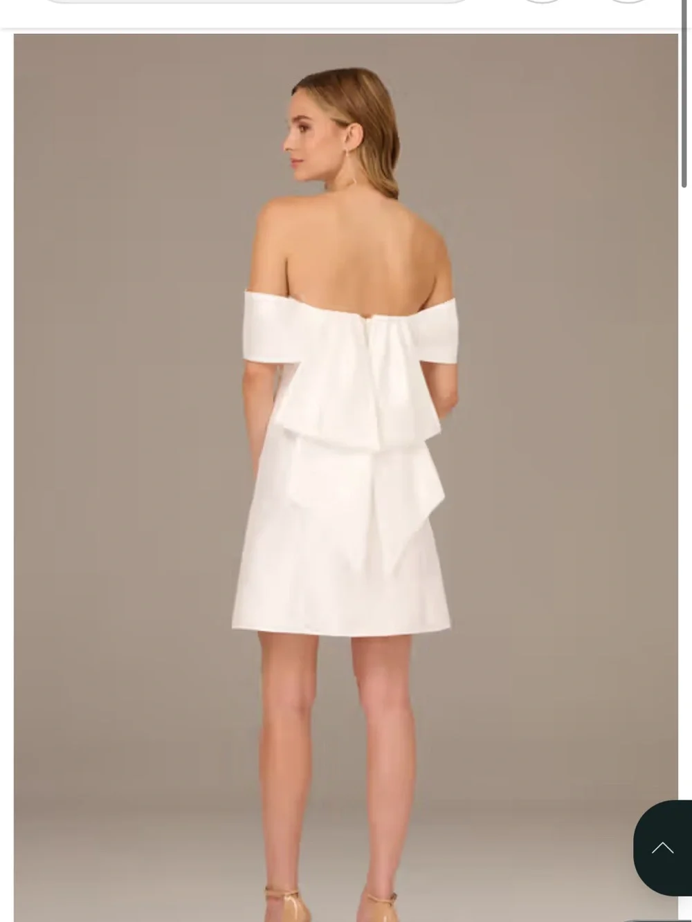 Adrianna Papell Off-the-Shoulder Mini Dress with Back Bow | Size 14 | Used - Picture 2 of 4